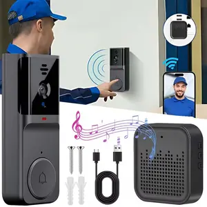 Tuya Smart Video Doorbell with Two-Way Intercom and HD Night Vision, Wireless WiFi, Rechargeable Battery, Wall Mount, Home and Business Use