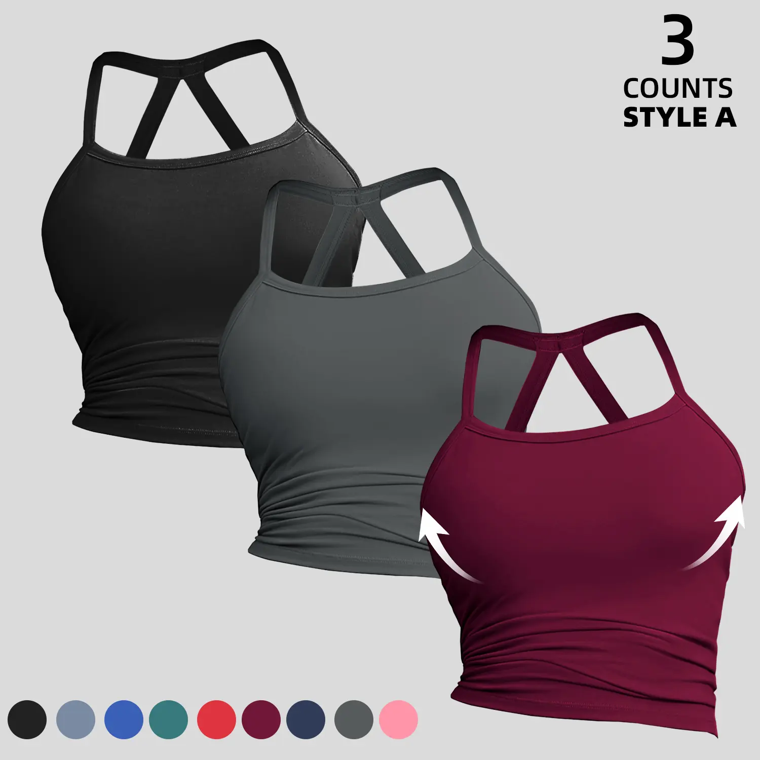 3 pcs - Style A-Black-Gray-Red