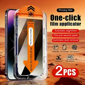 2pcs Full Cover Privacy Tempered Glass Screen Protector For iPhone 17 Pro Max,iPhone 16 Pro,iPhone 15,iPhone 14 Plus,iPhone 13 mini,iPhone 12,iPhone 11/9H+ Hardness, Ultra HD, Anti-Scratch, Anti-Fingerprint, Easy to Install, Anti-Peeping