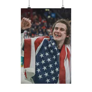 Jack Hughes Team USA Men Hockey Gold Poster – Sport Poster