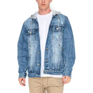 VICTORIOUS Layered Hooded Denim Jacket
