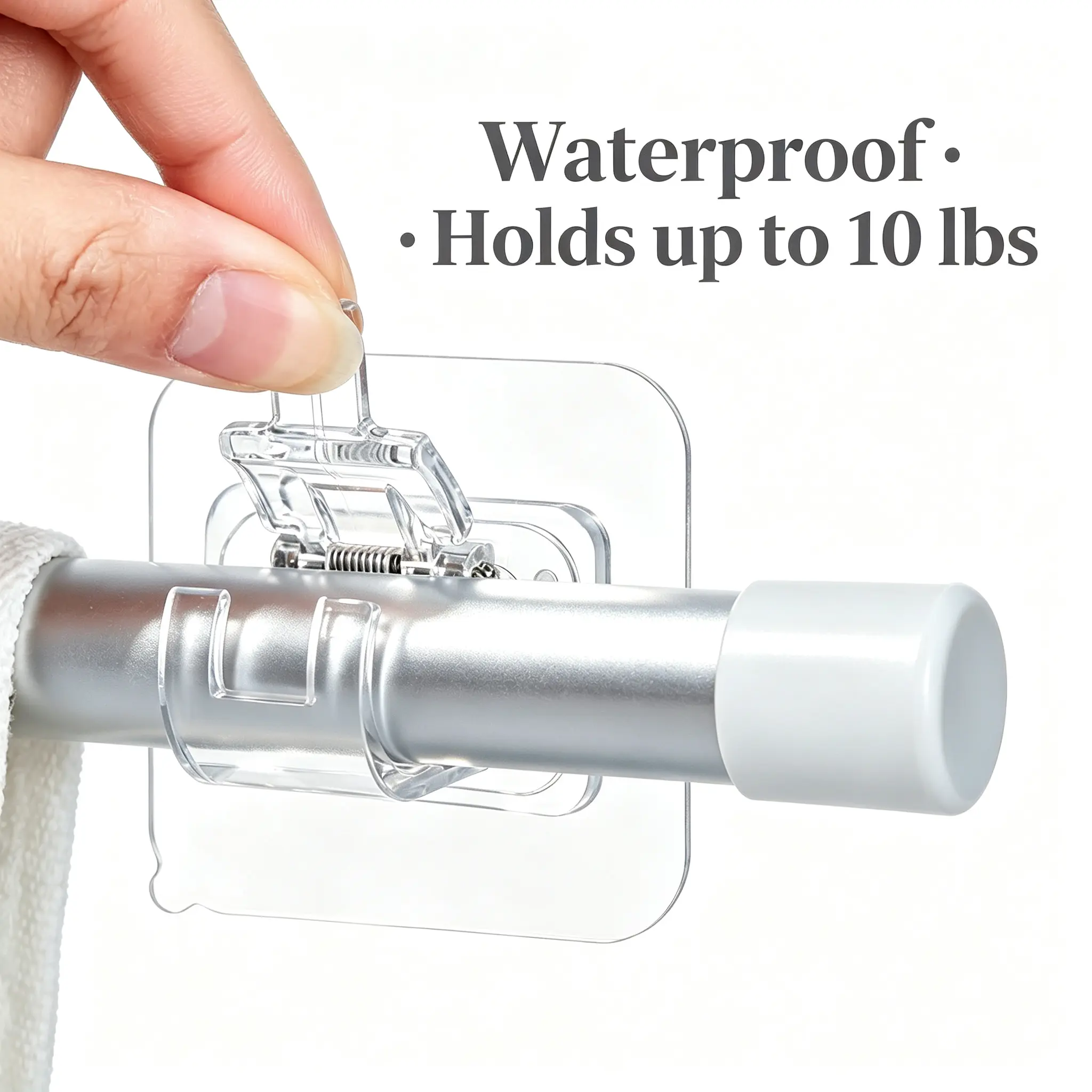 2026 New No-Drill Self-Adhesive Transparent Plastic Curtain Rod Brackets Set, 8/12Pcs Heavy-Duty Adjustable Window Holders for Renter-Friendly Bedroom Bathroom