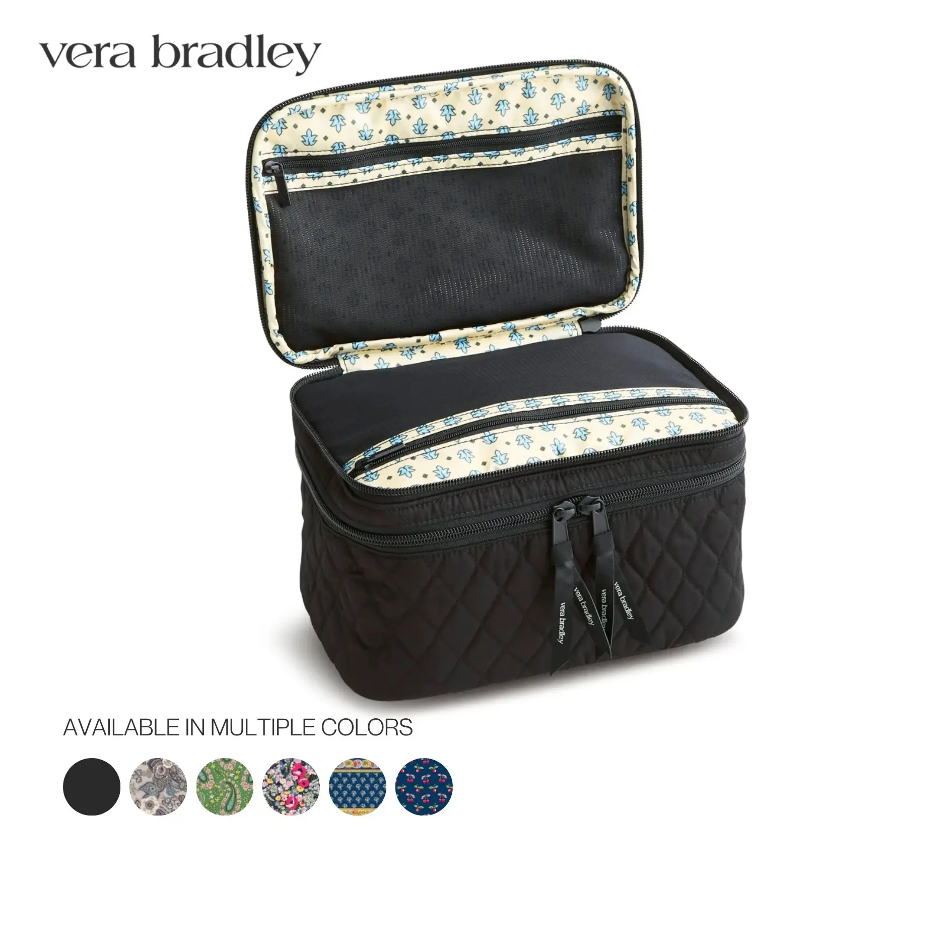 Vera Bradley Brush Up Cosmetic Case | Premium Cotton Makeup & Cosmetic Organizer | Multiple Colors & Prints