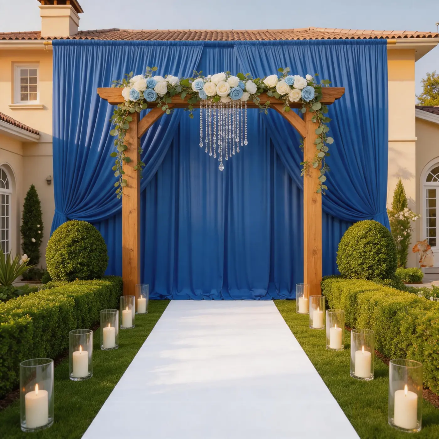 Royal Blue Silky Polyester Draping Background Curtains - 6 Panels (5x10FT Each, Total 30x10FT) with Elegant Flow, Ideal for Outdoor Wedding, Photo Studio, Banners, Halloween, Business Events
