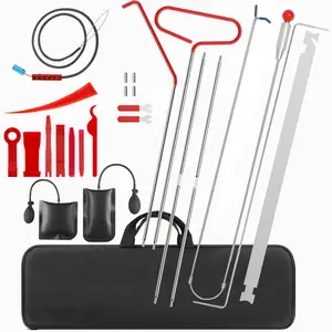 25-Piece Automotive Tool Set, Professional Automotive Emergency Kit With Long-Handled Grabber, Wear-Free Pneumatic Wedge Pump, Car Truck Interior Removal Tools, Portable Multi-Purpose Stainless Steel Car Bag