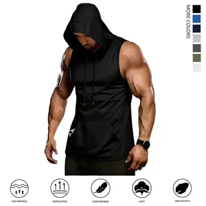 TOOTD Selection – Men’s workout tank tops/sleeveless running shirts with hoodie; sports fitness vests; SpringStatements; men’s tops; stylish, lightweight, quick-drying, suitable for summer wear.