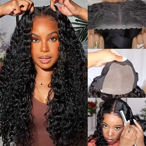 5x5 Ready To Go Glueless Wig Human Hair Curly Wave Wig Pre Cut 6x4 HD Lace 180 Density Curly Wave Lace Front Wig Baby Human Hair Pre Plucked For Beginners 3 Second To Wear Glueless Wig