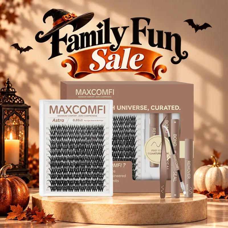 MaxComfi Astra Russian Cluster Lashes - DIY Eyelashes Extensions Makeup Products, 10ml Soft Thin Band Natural Lash Cluster for Voluminous Flawless Look, Long-Lasting, Waterproof, Back to School