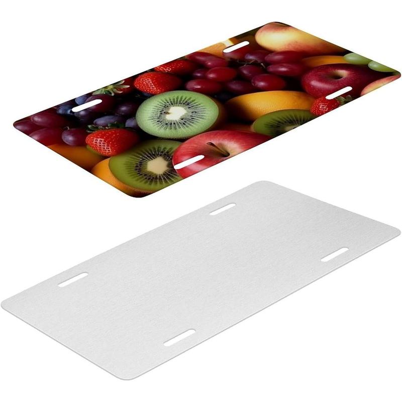 Fresh Fruits And Vegetables License Plate Frames for Women Universal Aluminum Us Car Tag Frame Personalized License Plate Cover with 4 Holes Cute Car Plates Frame Rustproof Front Plates Holder 6x12 In