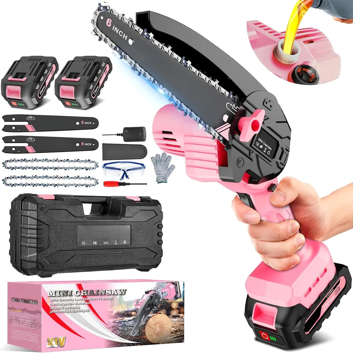 6-Inch Cordless Mini Chainsaw, Portable Handheld Battery-Powered Electric Chainsaw, Ideal Christmas Stocking Stuffer for Adults (Men, Women, Dads, Husbands, Moms)
