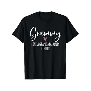 Plus Size - Plus Size, Grammy is Just Like Grandma Only Cooler Heart Mother'S Day Grammy T-Shirt, Men'S and Women'S Four Seasons Casual Round Neck Outdoor Short Sleeve Tee, Ladies Summer Wear, Slightly Elastic 100% Pure