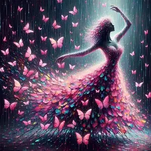 Butterfly & Lady Design DIY Diamond Arts Colorful Painting Kit without Frame, DIY 5D Diamond Arts Colorful Painting Kit, Wall Art Decor for Home