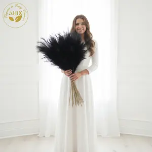 AHIX 8 pcs Set 38 inch Tall Black Faux Pampas Grass Stems for Home Decor Artificial Plants Boho Chic Centerpieces Fake Flowers Outdoor