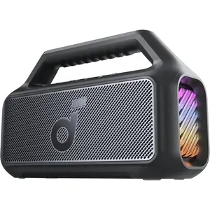 Soundcore Boom 2, Outdoor Speaker, 80W, Subwoofer, BassUp 2.0, 24H Playtime, IPX7 Waterproof, Floatable, RGB Lights, USB-C, Custom EQ, Portable for Camping and Beach - Black
