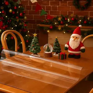 Clean, pollution-free, PVC transparent table mats protect the festive atmosphere, available in multiple sizes, dustproof, waterproof, durable, heat-resistant, rectangular size/multiple sizes