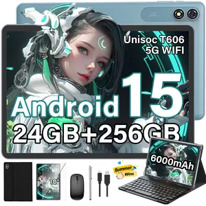 【SummerWins】2026 PYNAREL 10.1 inch Android 15 Tablet, 2.4G/5G WiFi, 2 in 1 Tablet with keyboard, Case, Mouse, Stylus, Protective Cover, Back-to-school Gifts&Father's Day Gift Bundle