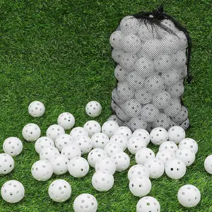 50/100/200 Pack Practice Golf Balls, 42mm Plastic Golf Training Balls with a Drawstring Bag Hollow Sports for Swing Practice Driving Range Backyard Home Indoor Outdoor Use