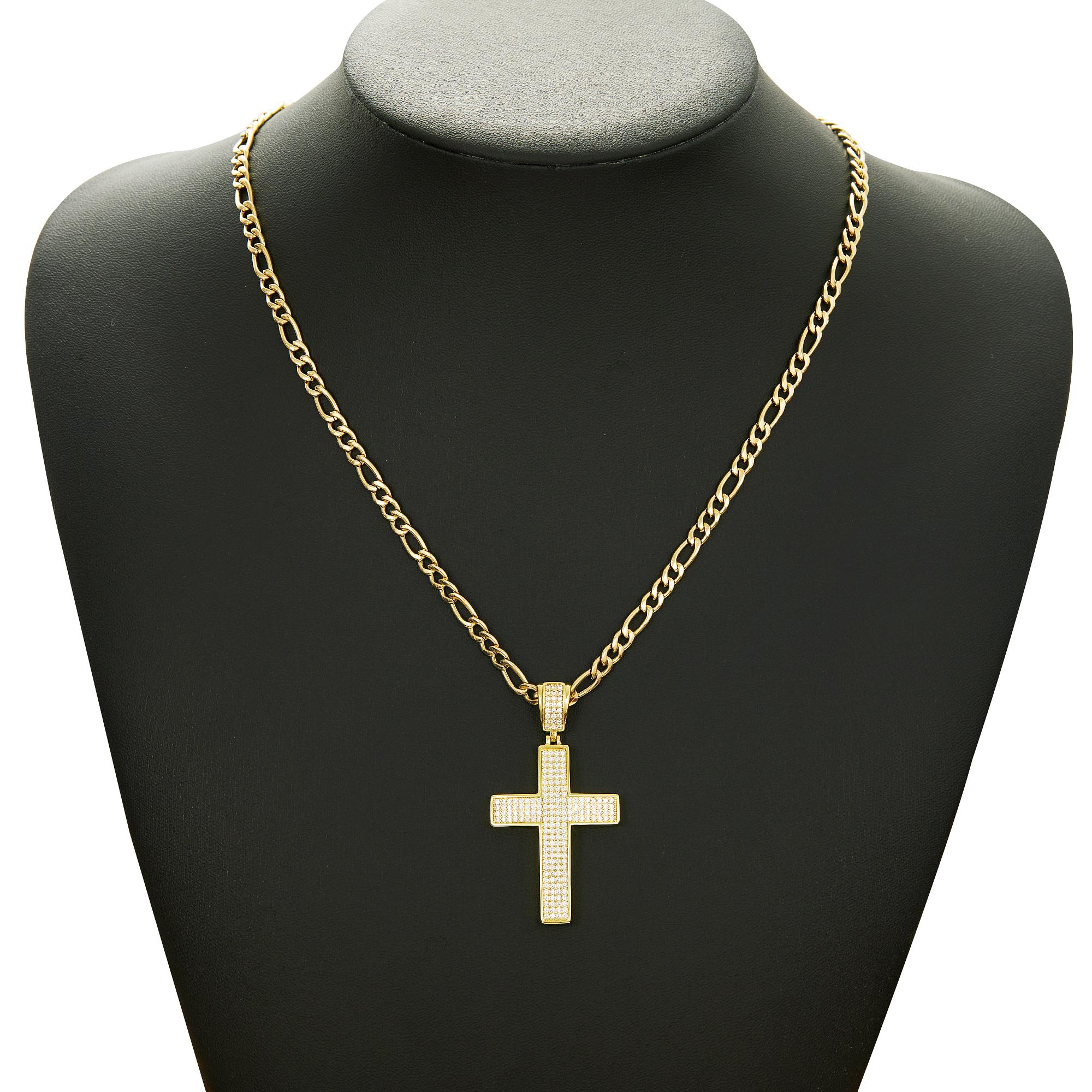 14k American style gold-plated diamond cross pendant necklace, hip-hop trend style, the first choice for unisex accessories, inlaid with full diamonds and sparkling