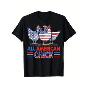 Summer t Shirts mens patriotic american flag chicken graphic t crew neck sleeve super soft brea able cotton moisture wicking casual streetwear machine washable ideal mens gift apparel patriotic graphic tee machine washable black -1