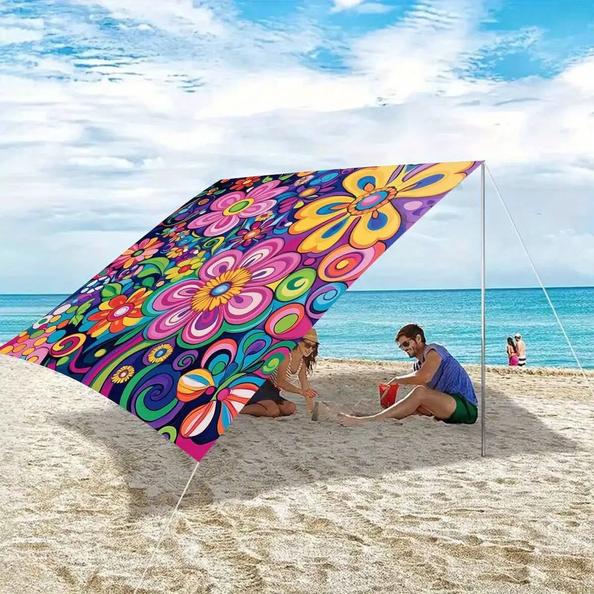 Outdoor Waterproof Sun Shade Sail Colorful Spring Floral Canopy Cloth, Tear-Resistant UV Protection for Backyard Watch Party, Farmhouse Botanical Shelter for Patio Garden Deck