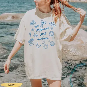 Comfort Colors®Summer Pregnancy Announcement Shirt Beach Pregnancy Announcement T Shirt Summer Baby Shower Tshirt Pregnancy Reveal Tee