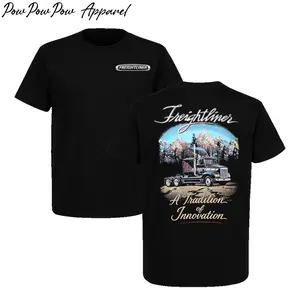 Freightliner Vintage Semi Truck T-Shirt, Sweatshirt & Hoodie – Retro Big Rig Diesel Life Trucker Apparel with Mountain Scenery USA