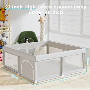 Baby Playpen 50x50 Inch, Play Pens for Babies and Toddlers Baby Fence Play Yards for Indoor & Outdoor with Breathable Mesh Anti-Fall Playpen