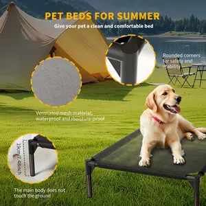 Breathable Elevated Dog Bed – Raised Cooling Mesh Pet Cot with Steel Frame, Anti-Slip Feet, Indoor & Outdoor Dog Bed for All Sizes