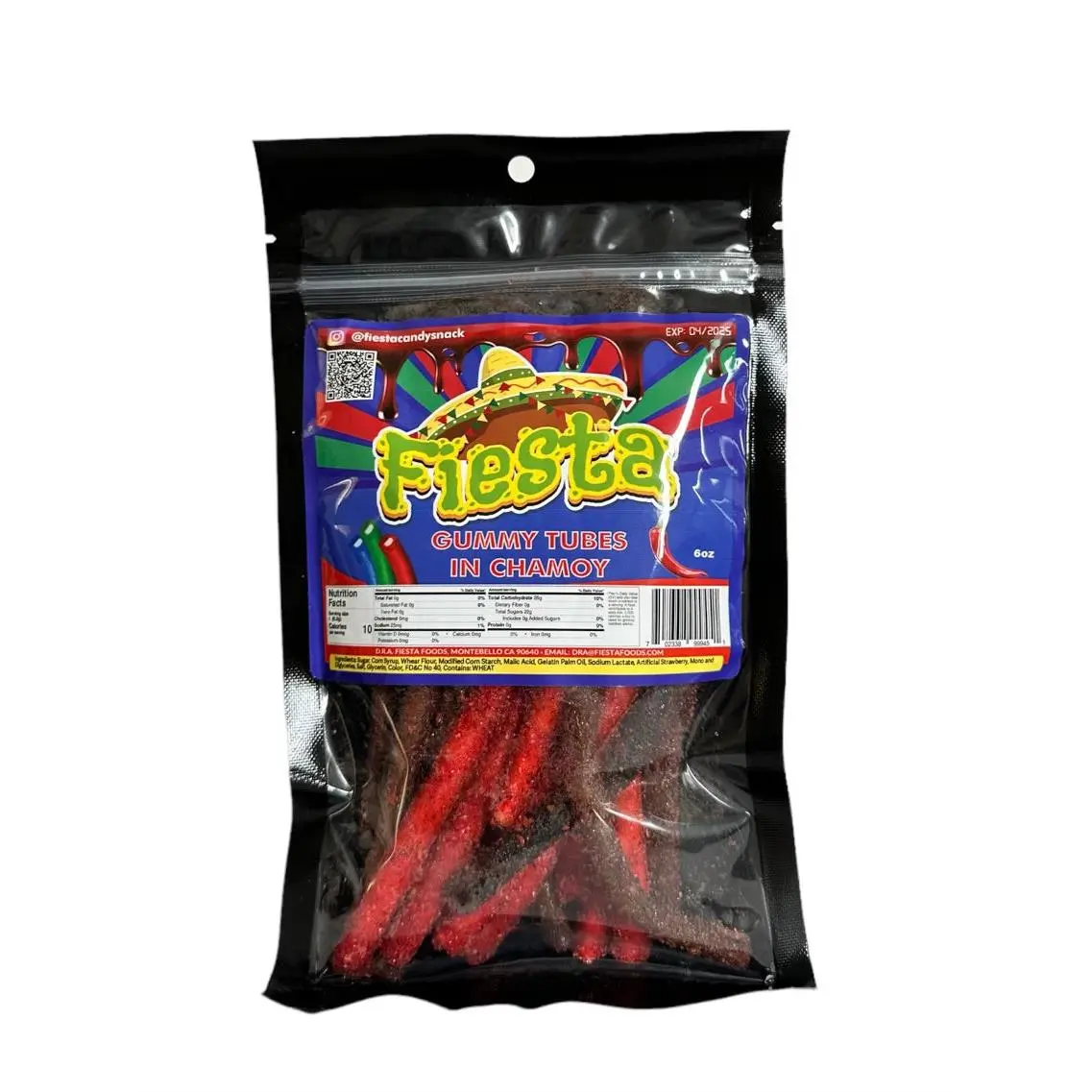 Fiesta Candy Gummy Tubes with Chamoy Sweet Snack