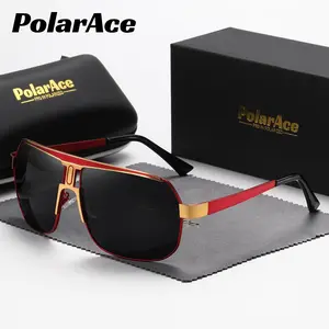 PolarAce Unisex Polarized Alloy Square Oversized Frame Sunglasses  Driving Sun Glasses Shades