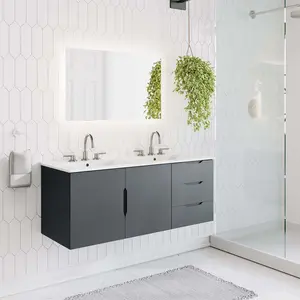 Modway Vitality 48" Double Sink Bathroom Vanity in Gray White