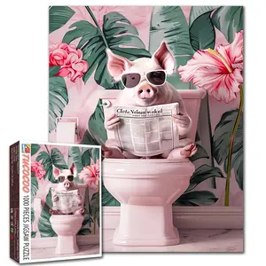 Tucocoo Funny Animals Toilet Humor 1000 Pieces Jigsaw Puzzle for Adult Family Game Stress Relief Brain Challenge Unique Wall Art Gift 27.5x20inch(70x50cm)