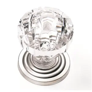 212 MAIN 1 in. Acrylic Knob - Satin Pewter Base, Acrylic Base, Satin Finish