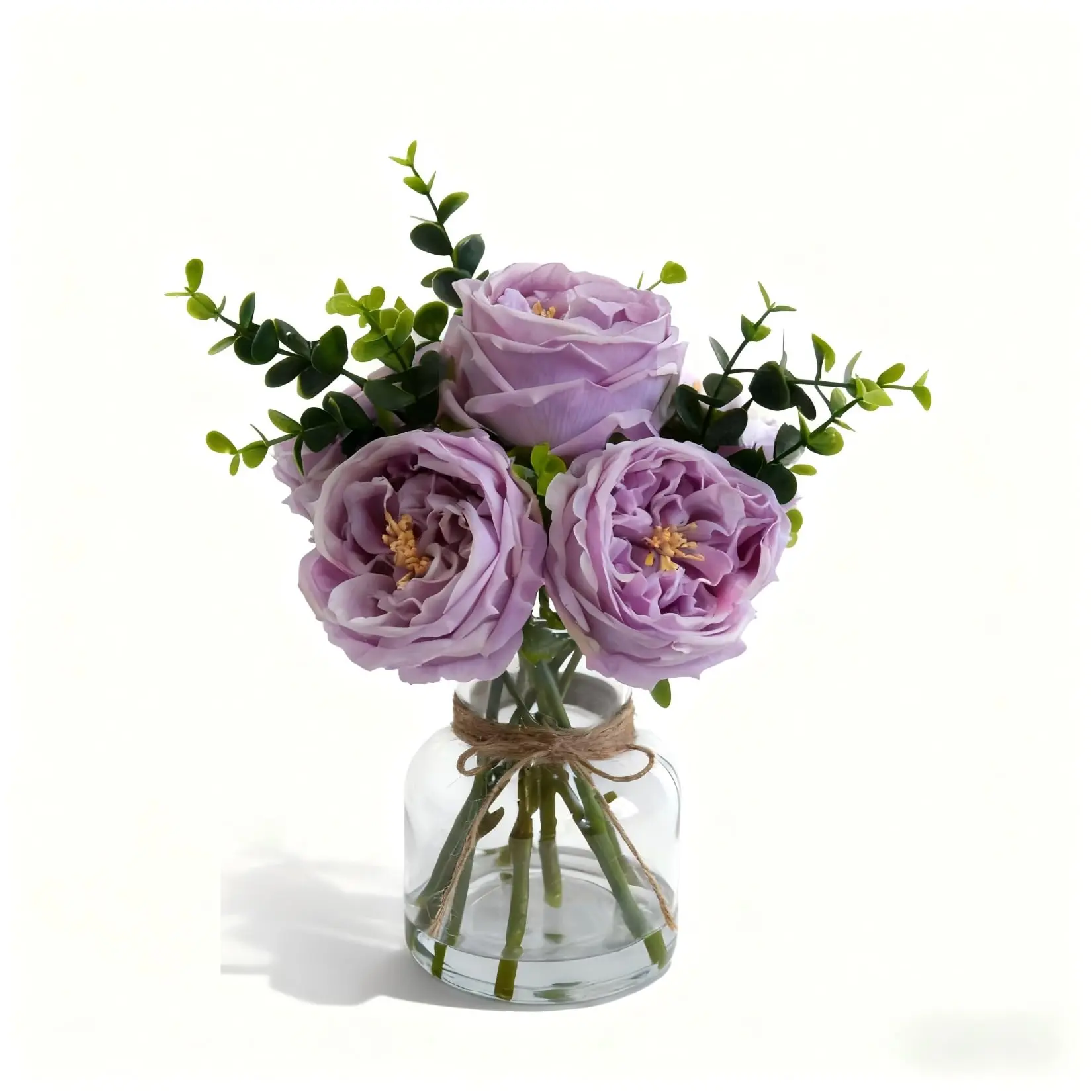 Garvee Artificial White Roses in Vase - Lifelike Faux Flowers Arrangement with Artificial Water, 13×10 Inches, Perfect for Dining Table Centerpiece, Home and Restaurant Decoration