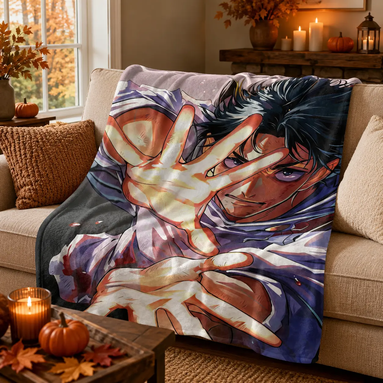Jujutsu Kaisen Choso Dynamic Reach Out Anime Portrait Flannel Throw Blanket, Lightweight Ultra Soft Fuzzy Plush Blanket for Couch Bed Sofa, All Season Cozy, Perfect Holiday Gift for Shonen Anime Otaku Teen Collectors, Vibrant Stylized Manga Art
