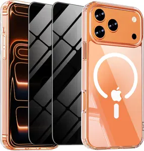 Magnetic Case for iPhone 17 Pro Max Phone Case with Privacy Screen Protector 2X,Compatible with MagSafe,[20FT Military Protection],Shockproof Protective Cover for iPhone 17 ProMax,Clear