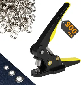 ZONG LAN Hand Press Heavy Duty Grommet Tool Kit Eyelet Machine Punch Tool Kit with 3 Dies of 5/16" 3/8" 1/2" and 900 Set  Metal Grommets for Tarp Leather Fabric Curtains