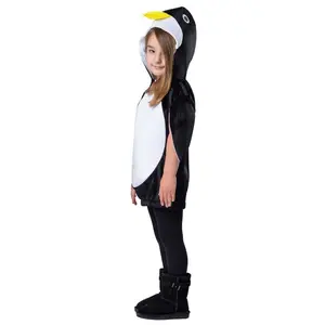 Penguin Costume Tunic For Toddlers | Soft Plush Romper with Attached Hood, Wings & Red Bow Tie – Cute Toddlers Outfit for Halloween, Fantasy Party & Cosplay Dress-Up