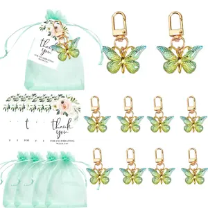 Butterfly Keychain Gift Set, 12pc Acrylic & Card, 12pc Organza Bag, Ideal for Birthday Wedding Xmas Gifts