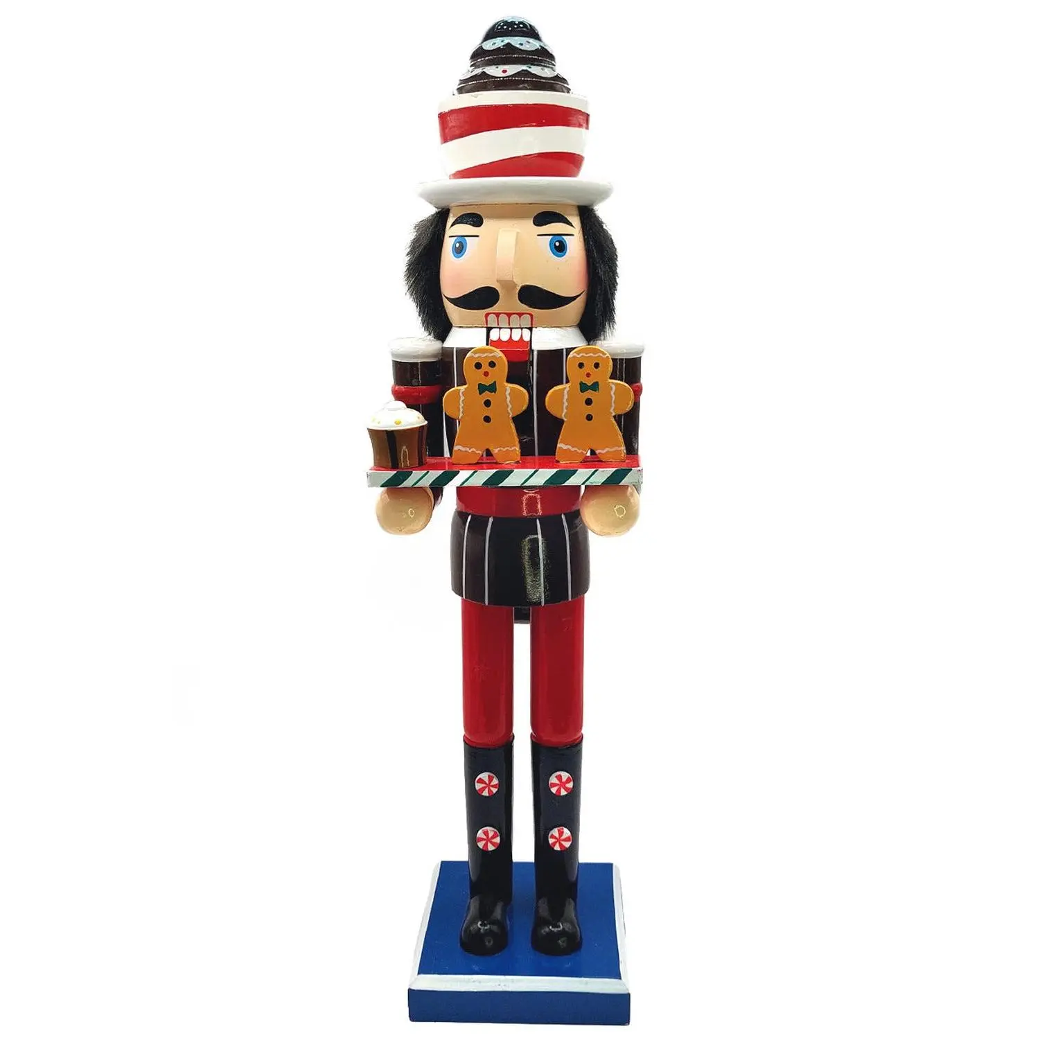 Christmas Nutcracker with Cookies. Wizardi Classic Wooden Festive Decoration F07M14-41-N01058C