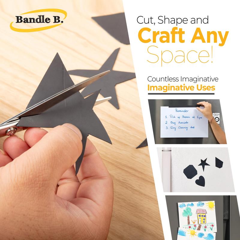 Bandle B. Magnetic Sheets 4" x 6". Magnetic Sheets with Adhesive Backing. DIY Magnets, Metal shelving labels, Christmas crafts and more! Removable.
