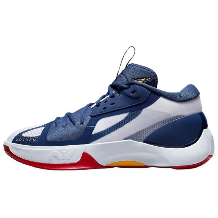 Jordan Zoom Separate Cushioned Slip-Resistant Mid-Top Basketball Shoes Men's Blue Versatile Comfort DH0248-471