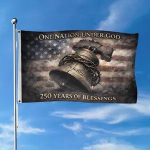 One Nation Under God Christian 250th Anniversary Flag 1776-2026 USA Independence Day Fourth of July Patriotic Wall Hanging Yard Decor Gift