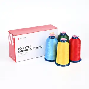 4000m* 4 pack Red, Blue, Green and Yellow 108D/2 40wt Richword Polyester Embroidery Thread / Sewing Thread