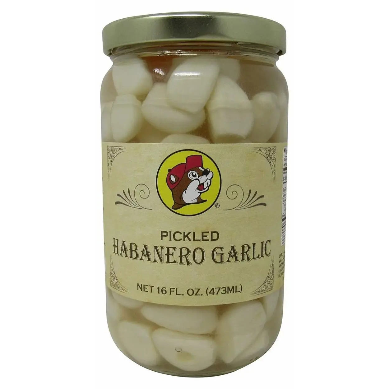 Buc-ee's Pickled Habanero Garlic in a Resealable Jar, Gluten Free, No High Fructose Corn Syrup, 16 Fl Ounces
