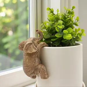 Resin Climbing Elephant Flower Pot Hugger Figurines, Hangable Hanging Statue Planter Decor for Home Fairy Garden, Balcony Indoor-Outdoor Ornaments Gift tiktokshopspringglowup