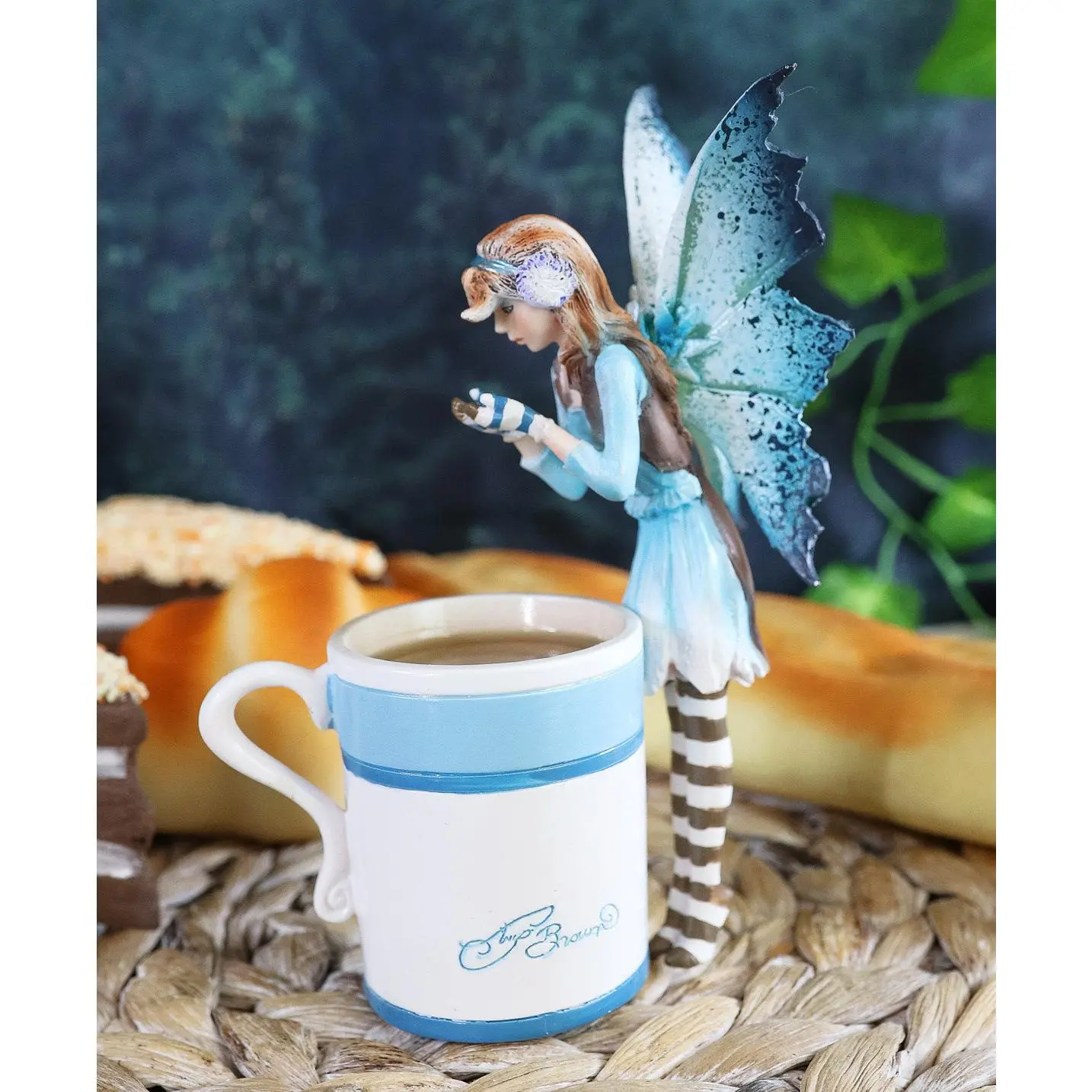 Ebros Amy Brown Teacup Creamy Hot Cocoa Fairy Figurine Whimsical Faerie Figure 6"H