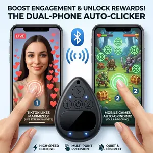 Rechargeable Wireless Auto Clicker for iPhone, Silent Screen Finger Tapper, Hands-Free Clicker for TikTok Live Likes, Gaming and Daily Reward Tasks