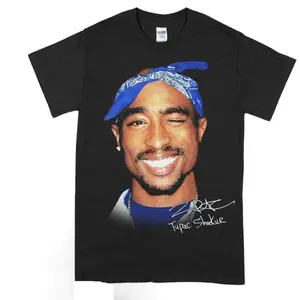 Youth + Adult Vintage 90s 2pac Tupac Shakur Tshirt, Tupac Big Face Head Vintage Style Graphic Hip Hop T-Shirt, Retro Unisex Cotton Shirt B08 Casual Comfort