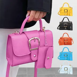 Women's Top Handle Messenger Bag PU Leather Flap Design Crossbody Purse with Small Purse for Shopping and Daily